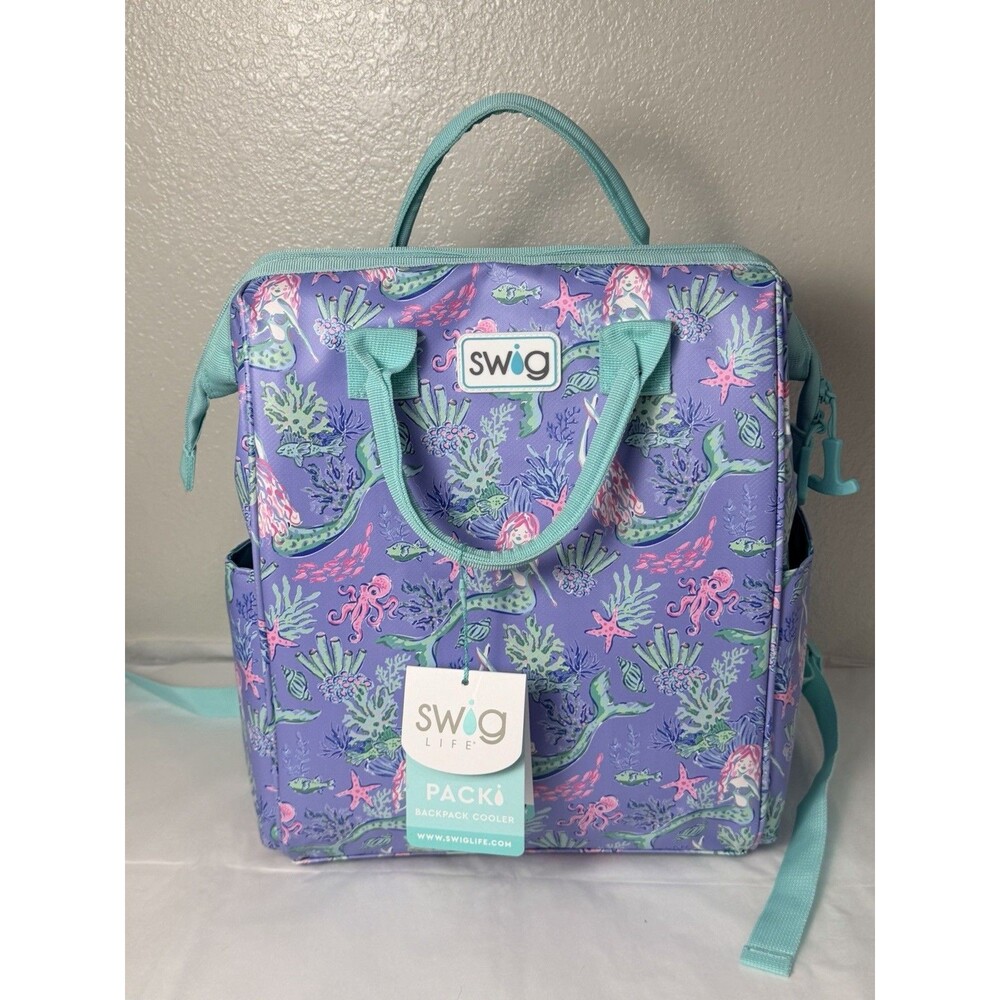 Swig Life Mermaid Packi Backpack Cooler 16L Purple Insulated NWT